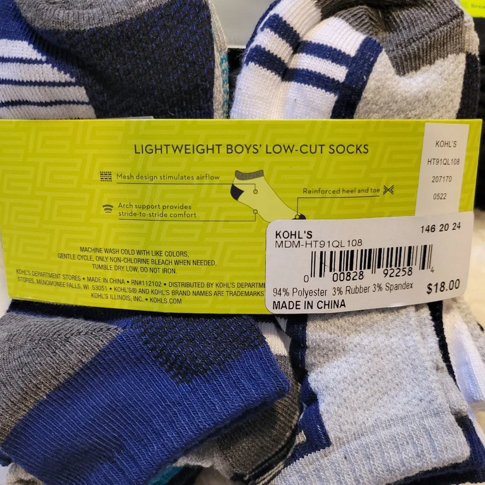 Tek Gear Boy's Active Basics Socks - Multi-Color Pack - Picture 5 of 6